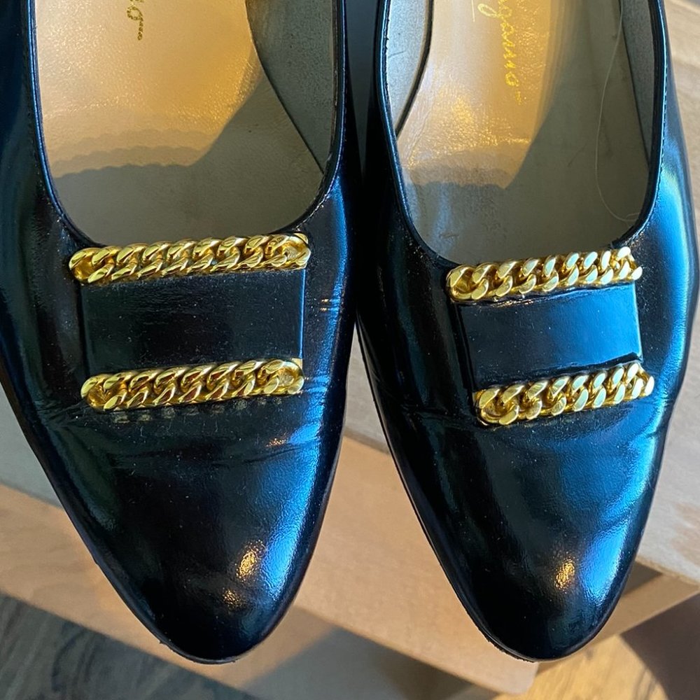 Salvatore Ferragamo Patent Leather Black Heels